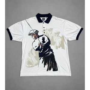 Vintage ALAN STUART Men's L Vacation Shirt Button Up Polo Golf Golfing